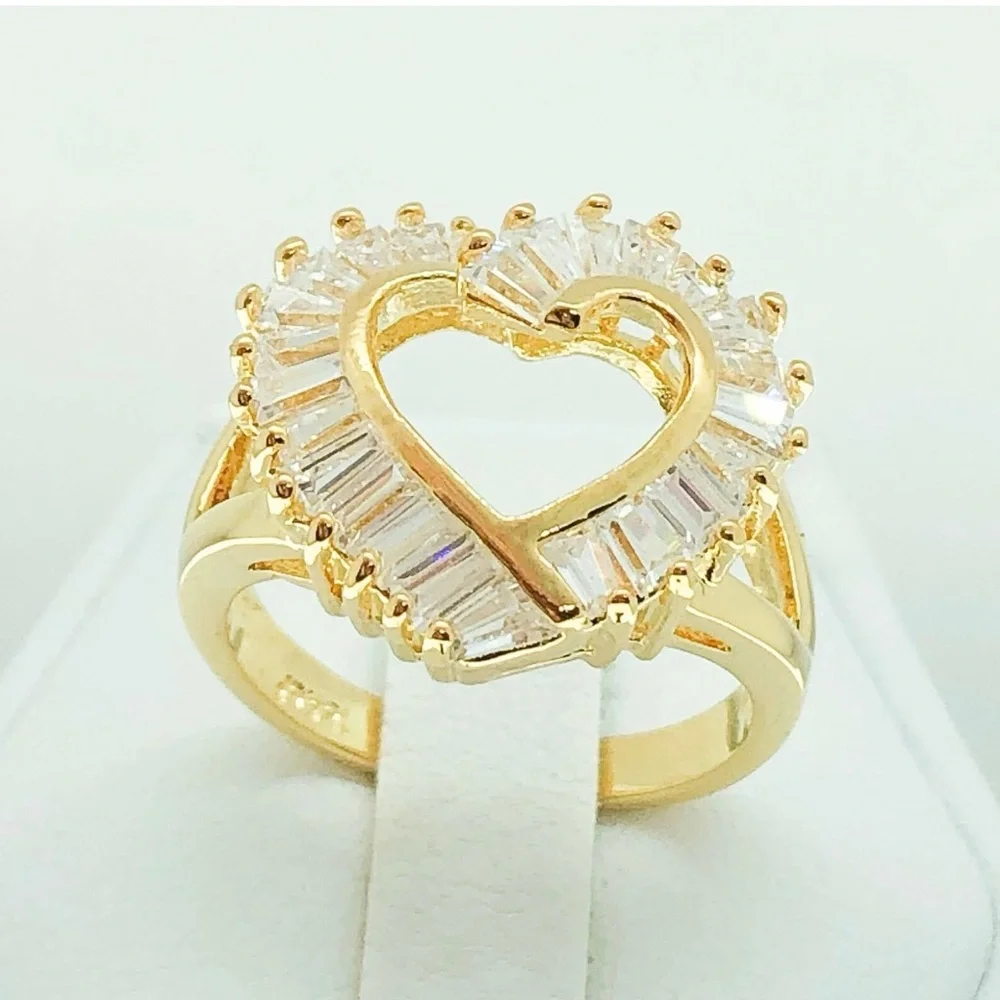 Size 6 Gold Filled Triple A CZ Heart Ring - Picture 6 of 8